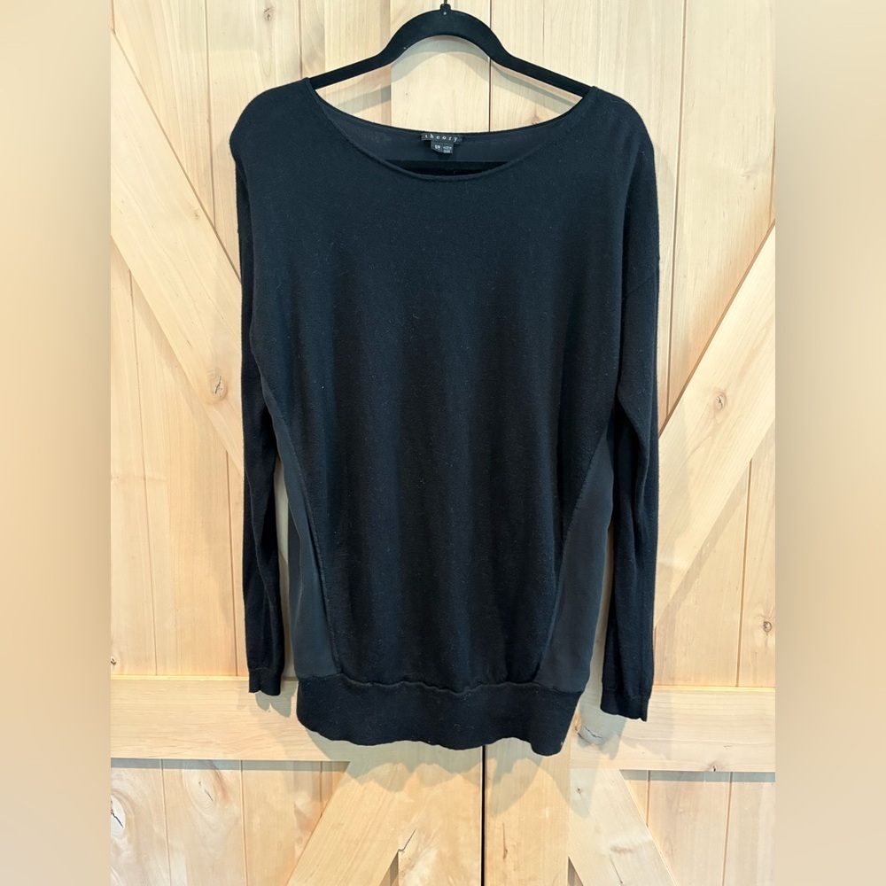 Theory Silk/Cotton Black Crew Neck Sweater